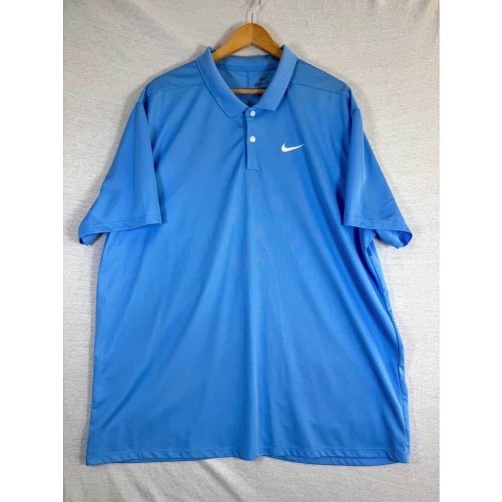 Nike Dri-Fit Polo Tennis/Golf Light Blue Standard Fit Performance Men Size 2XL